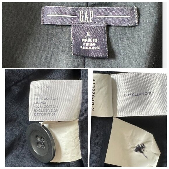 Gap Cotton Eyelet Blazer Jacket, Navy Blue, Size L - Picture 3 of 12